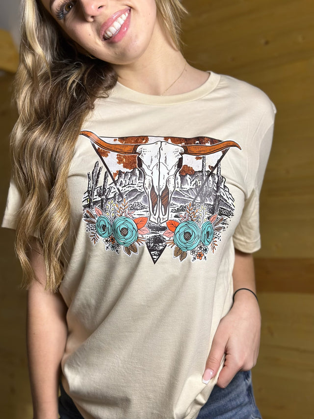 Desert Cow skull Graphic Tee